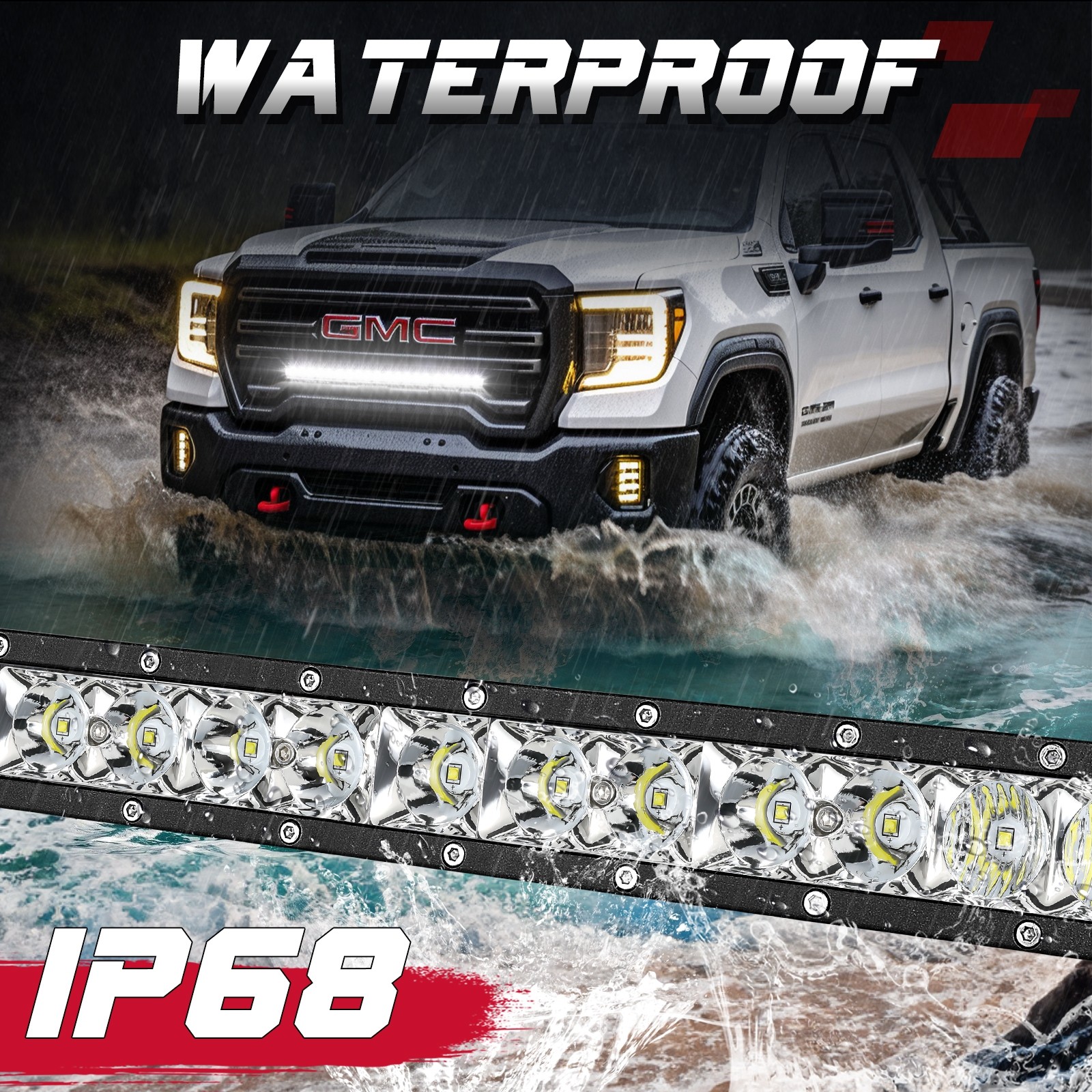 OFFROADTOWN 20 Inch LED Light Bar Single Row Off Road Lights 200W