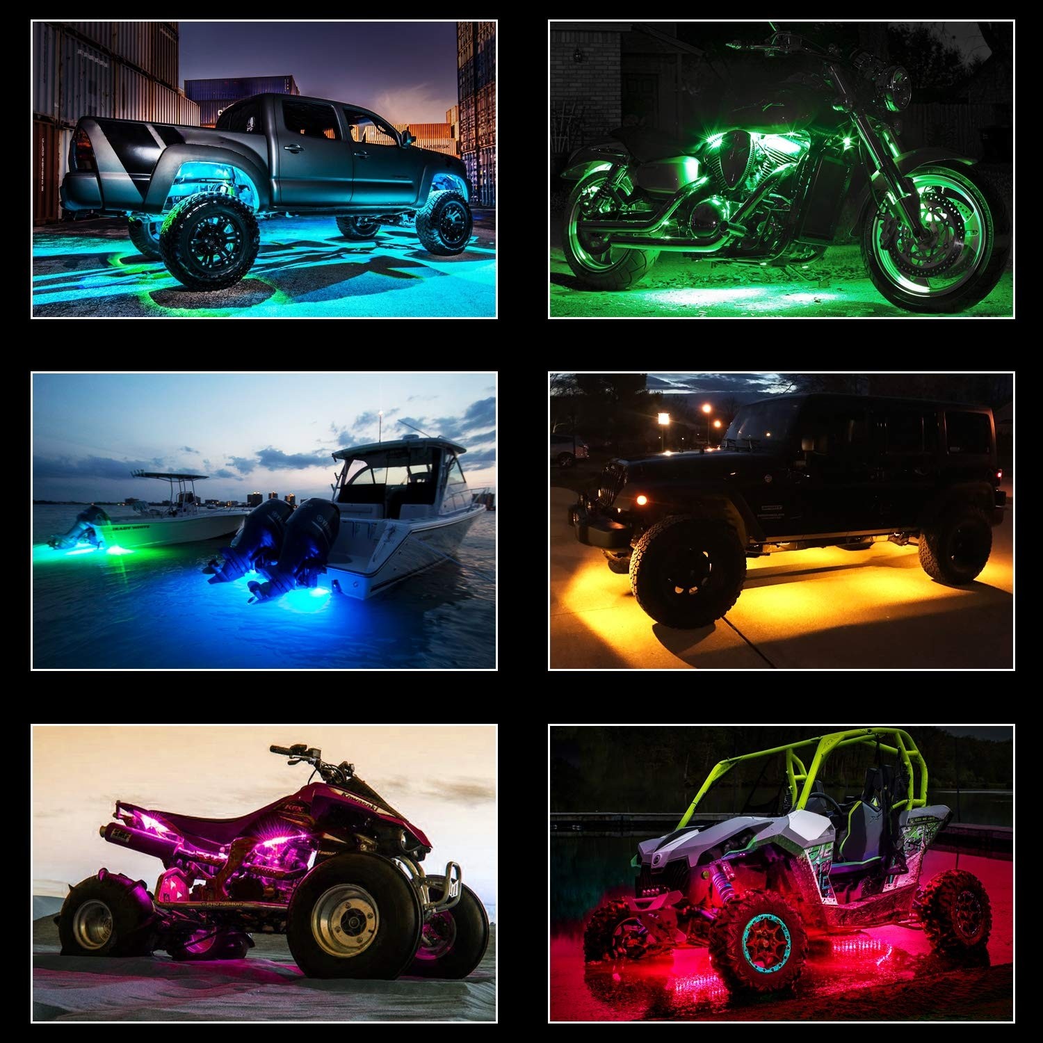 8x RGB LED Rock Light Kit For Off-Road Underglow Foot Wheel Well Light  Truck ATV