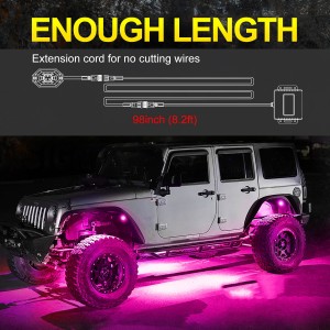 RGB Rock Lights Extension Wire, OFFROADTOWN Cord 8.2 FT Extension Wire Cable for Rock Light 4&6&8 Pods Male Female Connector Extension Cable Cord for LED Wheel Well Lights 