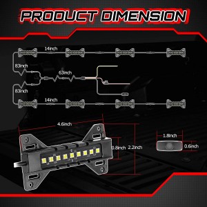 OFFROADTOWN 8PCS Truck Bed Lights w/Switch 72 LEDs LED Cargo Rock Lights Kit Accessories for Truck, Pickup, Van, Off-Road Under Car, Cargo Bed, Side Marker, Foot Wells, Rail Lights - White 