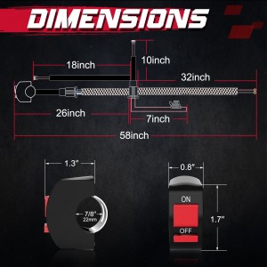 OFFROADTOWN LED Light Bar Wiring Harness Kit w/Motorcycle Handlebar Switch 10A Fuse 2 Leads Wiring Harness for Headlight Driving Fog Lights Auxiliary Lights for Motorcycle ATV Dirt Bike Bicycle 