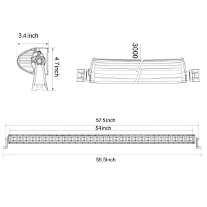 54'' 832W Curved LED Light Bar