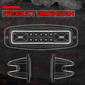 Flush Mount LED Lights, OFFROADTOWN 2Pcs 7'' 96W LED Pods Flush Driving lights Spot Flood Combo LED Work Light Bar Super Bright Fog Lights for Truck Jeep utv 4x4 Boat Grill Mount 