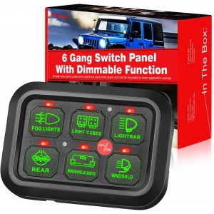 6 Gang Switch Panel Niwaker Electronic Relay System Circuit Control Box Universal Waterproof Fuse Relay Box Touch Switch Box with Label Stickers for Truck Jeep ATV UTV SUV Car