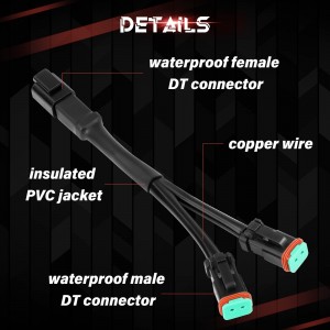 OFFROADTOWN 2PCS DT DTP Wiring Harness Adapters Connectors Splitters Plug n Play Wiring Harness 240w for LED Light Bar LED Pod Fog Lights Driving Light LED Cubes LED Work Lights 