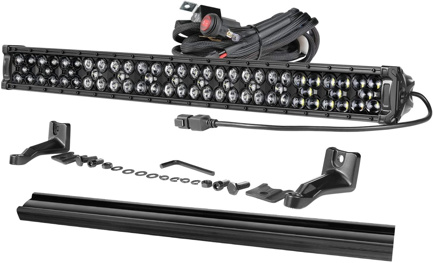 30'' 490W LED Light Bar with Wiring Harness and Black Cover