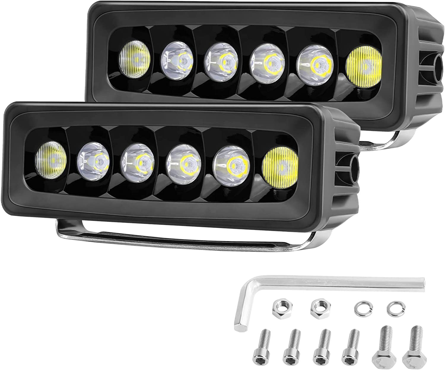 OFFROADTOWN 2PCS 6inch LED Light Bar Off Road Driving Light bar 100W LED Pods LED Work Lights for UTV ATV Motor Offroad Truck Pickup Car Tractor Trailers SUV Boat