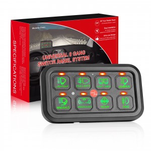  8 Gang Switch Panel, OFFROADTOWN On-Off LED Car Switch Circuit Control Relay System Box Touch Button Switch with Label Stickers Pod Touch Switch for Trucks Boat UTV Marine SUV Caravan Pickup 