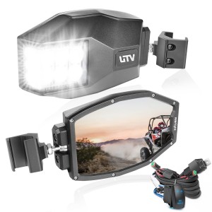 UTV Side View Mirrors, Nibright Ranger Side Mirrors Aluminum w/LED Lights Compatible with Polaris Ranger General, Can Am Defender Maverick Trail, Work with Pro-Fit Cab