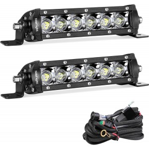 Nibright 2Pcs 6 Inch LED Light Bar Slim Single Row LED Light Pods Spot Beam Off Road Driving Lights for Truck UTV ATV SUV Off Road