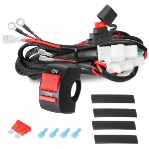 OFFROADTOWN LED Light Bar Wiring Harness Kit w/Motorcycle Handlebar Switch 10A Fuse 2 Leads Wiring Harness for Headlight Driving Fog Lights Auxiliary Lights for Motorcycle ATV Dirt Bike Bicycle 