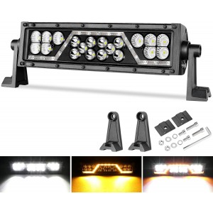 OFFROADTOWN 12 Inch LED Light Bar with Amber DRL Offroad LED Pods Bumper Light 3 Modes 120W Fog Driving Lights Combo Yellow Daytime Running light Bull Bar Lights for UTV ATV Truck Pickup Jeep Ford 