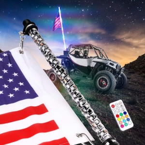 LED Whip Lights, OFFROADTOWN 4FT RF Remote Controlled LED RGB Whip Lights 360° Twisted Antenna Light With Dancing/Chasing Light For Off- Road ATV UTV RZR Jeep Trucks Dune 4 Wheeler