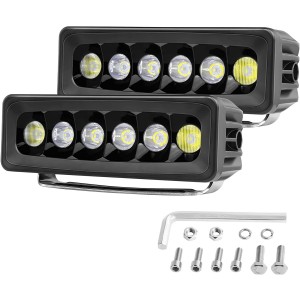 OFFROADTOWN 2PCS 6inch LED Light Bar Off Road Driving Light bar 100W LED Pods LED Work Lights for UTV ATV Motor Offroad Truck Pickup Car Tractor Trailers SUV Boat