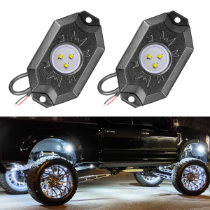 Rock Light Kits, OFFROADTOWN White LED Rock Lights Kits with 2 Pods Pure White Waterproof LED Neon Underglow Lights for Car Truck ATV UTV SUV Offroad Boat Underbody Glow Trail Rig Lamp