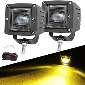 OFFROADTOWN Fog Lights 3'' SAE Yellow LED Pods DOT Approved Driving lights Cut-off Beam Amber Square LED Cubes Work Light for Truck Pickup SUV Car Jeep Motorcycle 